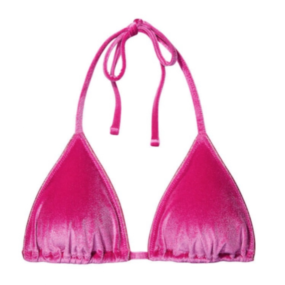 **FINAL CLEARANCE PRICE** Velvet Triangle Swim Bikini Top/Brazilian Bottom Pink - Picture 3 of 4